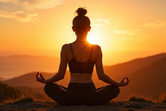 Fiatal nő jógázik napfelkeltekor, ami az életmódváltást szimbolizálja.