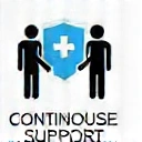 Folyamatos támogatást jelképező ikon, például két kéz, amelyek egymást tartják, vagy egy támogató pajzs.